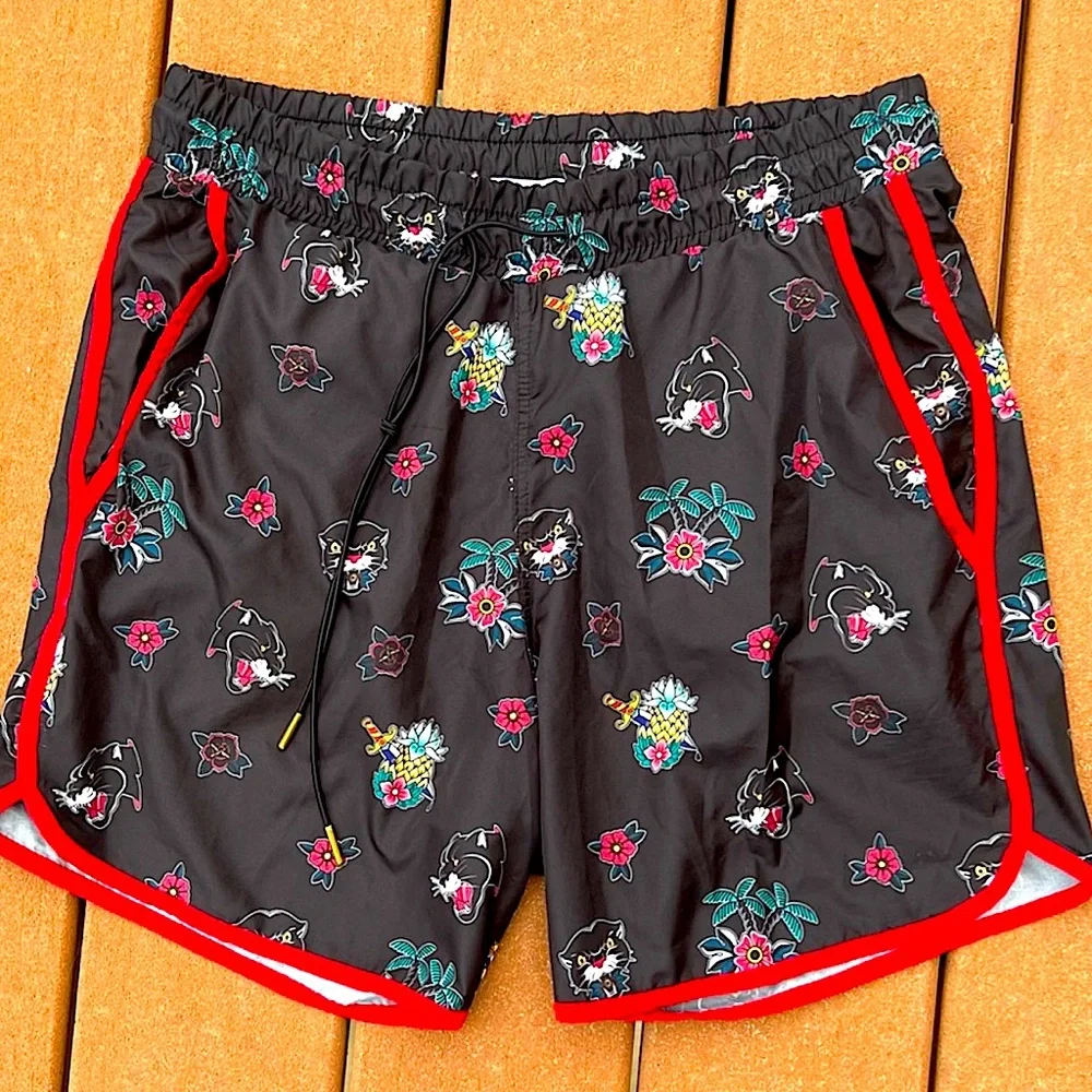 - Zara Sz S Tiger Pineapple Floral Print Board Shorts! EUC!